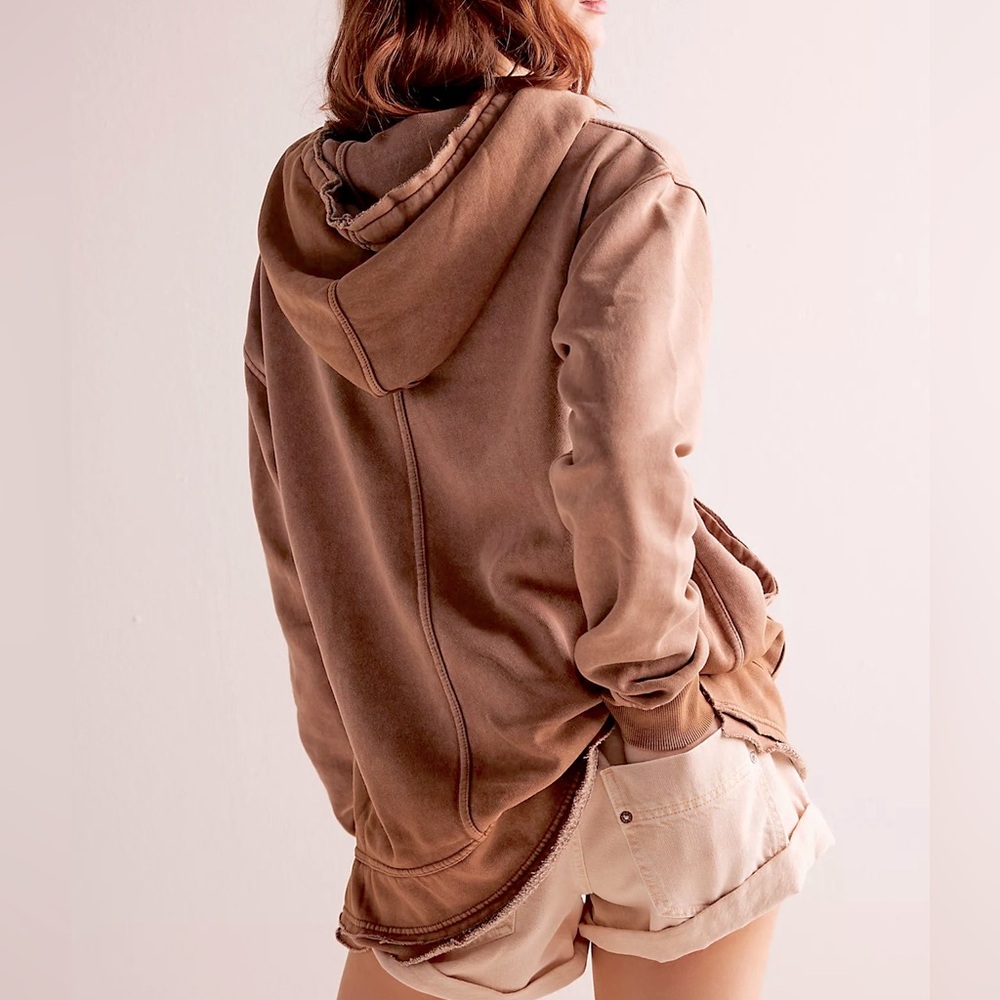 Med Free People We The Free Zuma Hooded Sweatshirt Top (color, rawhide)